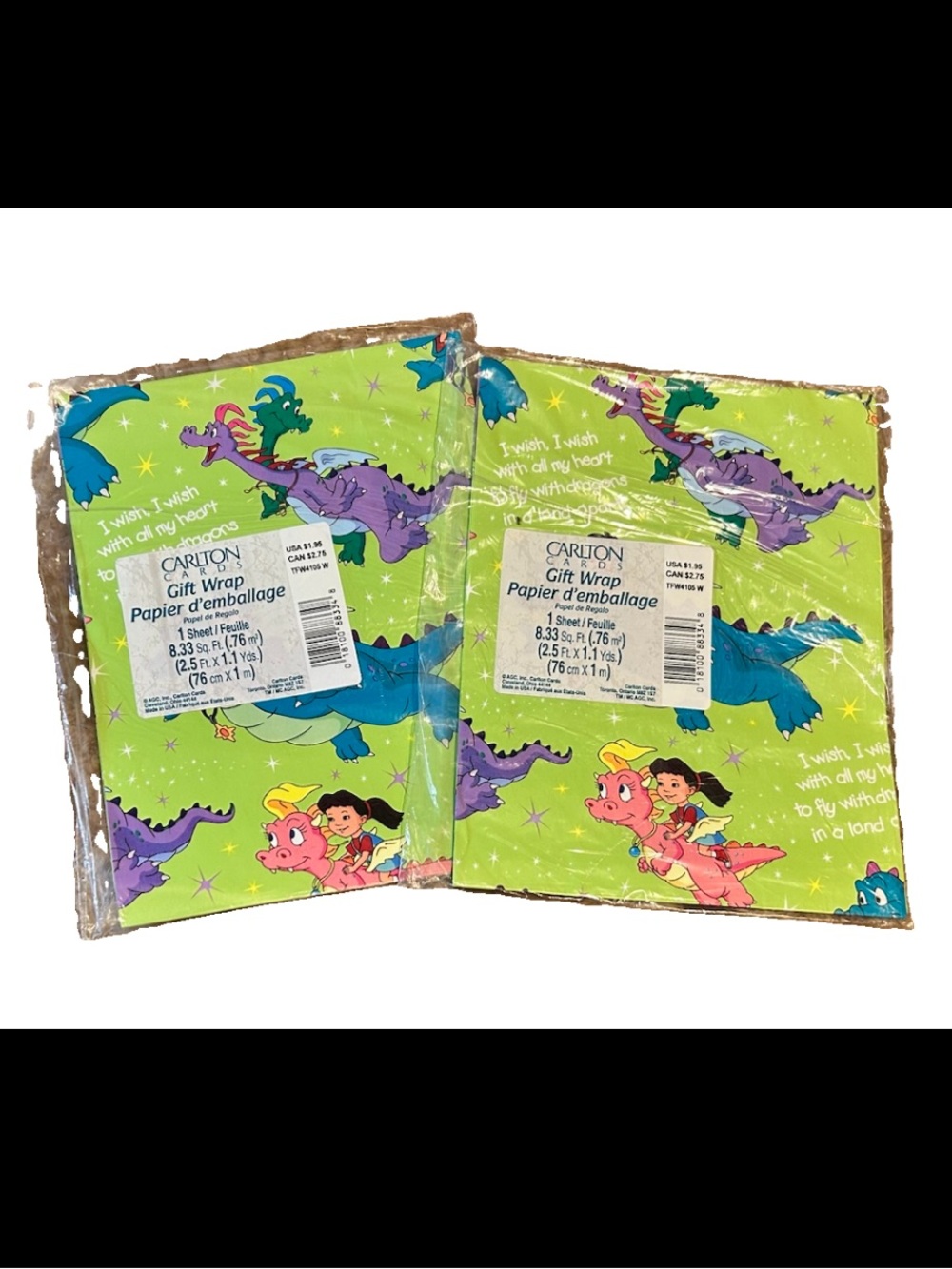 Dragon Tails Vintage Wrapping Paper Sheets Lot Of 2 Packs
